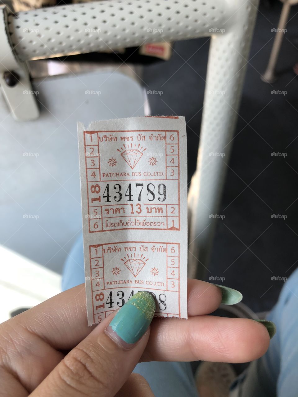 Bus ticket in Thailand 