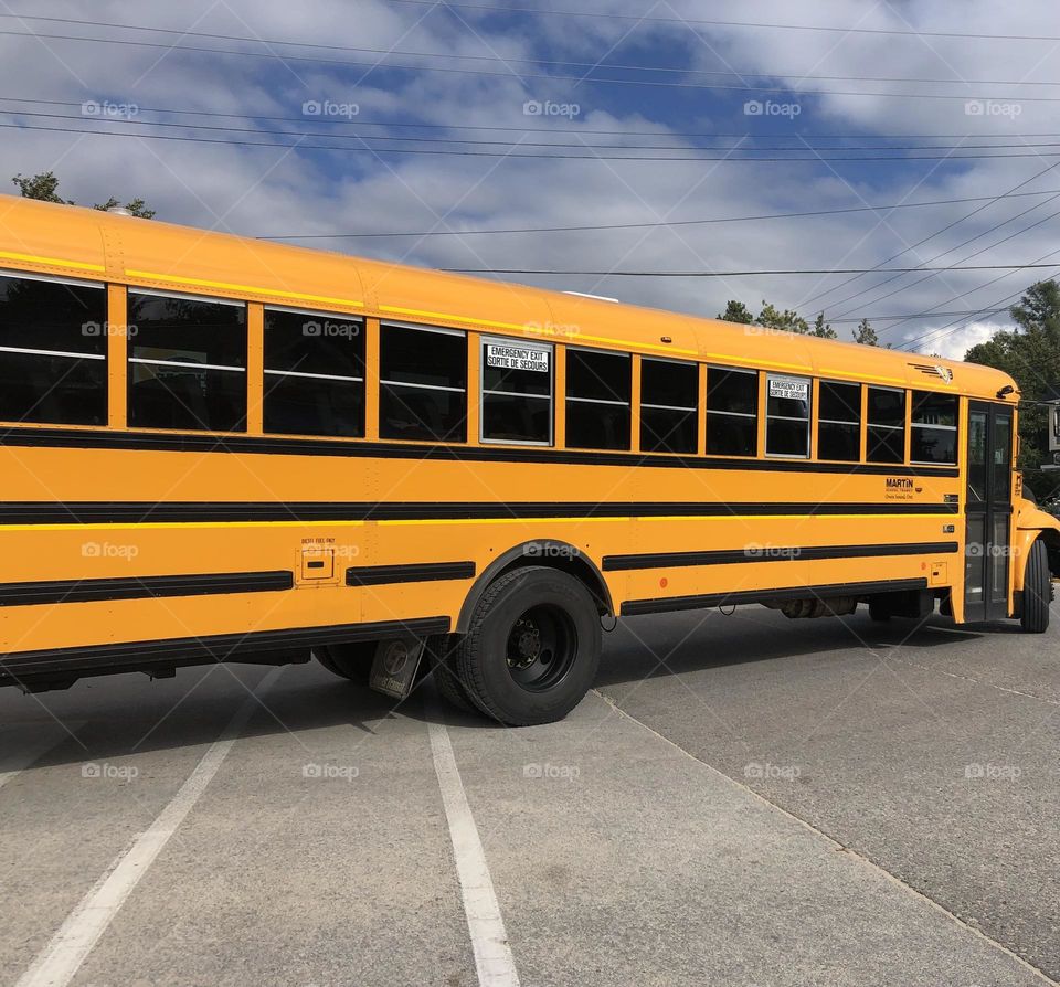 School bus turning on the street 