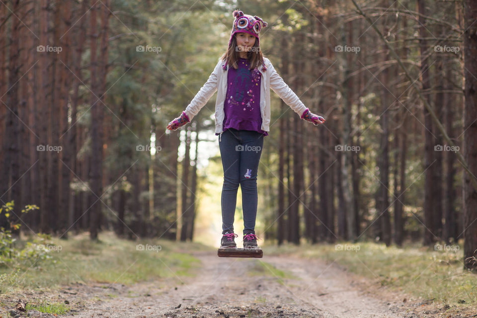 Portrait of a girl levitating