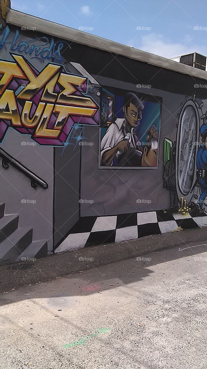 Back alley art / Barbershop. I was taking a shortcut to the store and had to stop and take a picture of this beautiful artwork