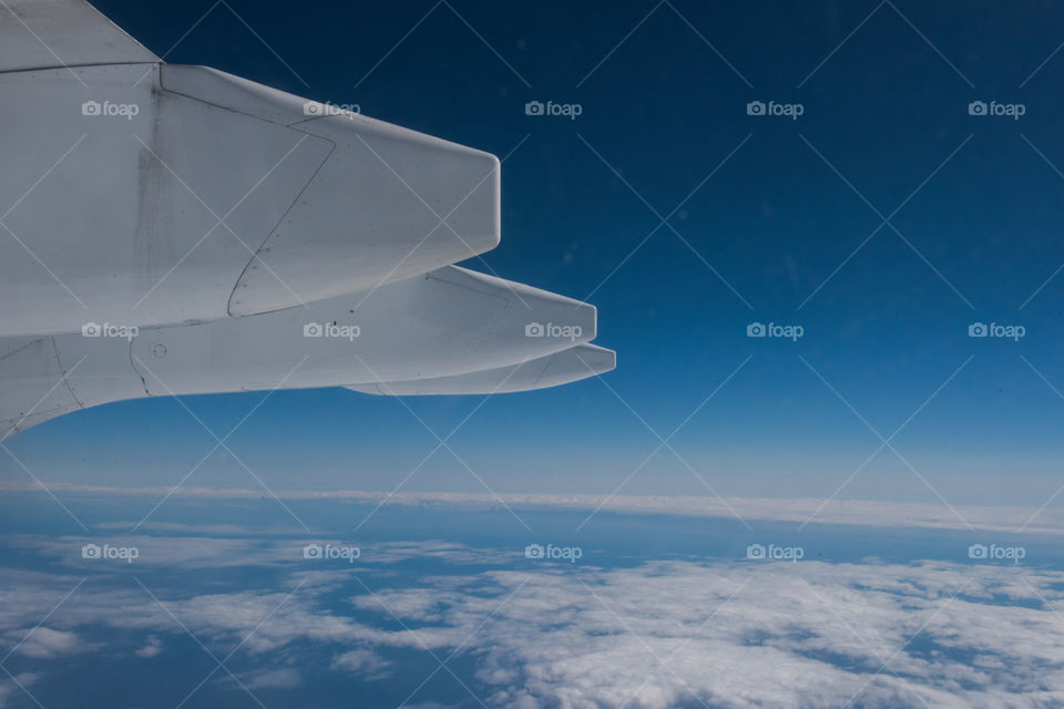 View from a airplane up in the air over Sweden traveling from Malmö to Stockholm.