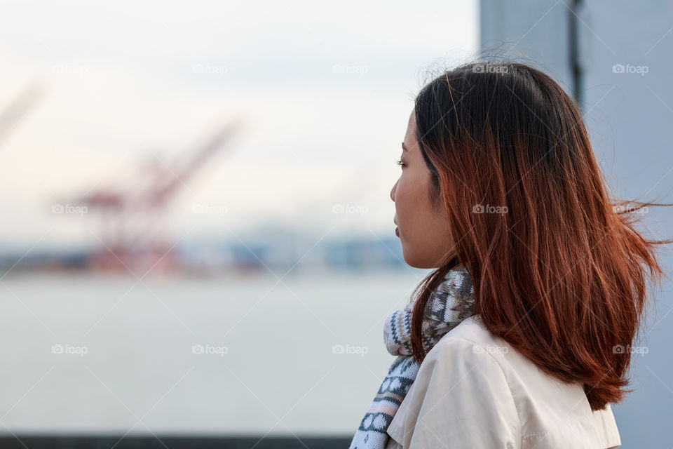 Girl looking at view