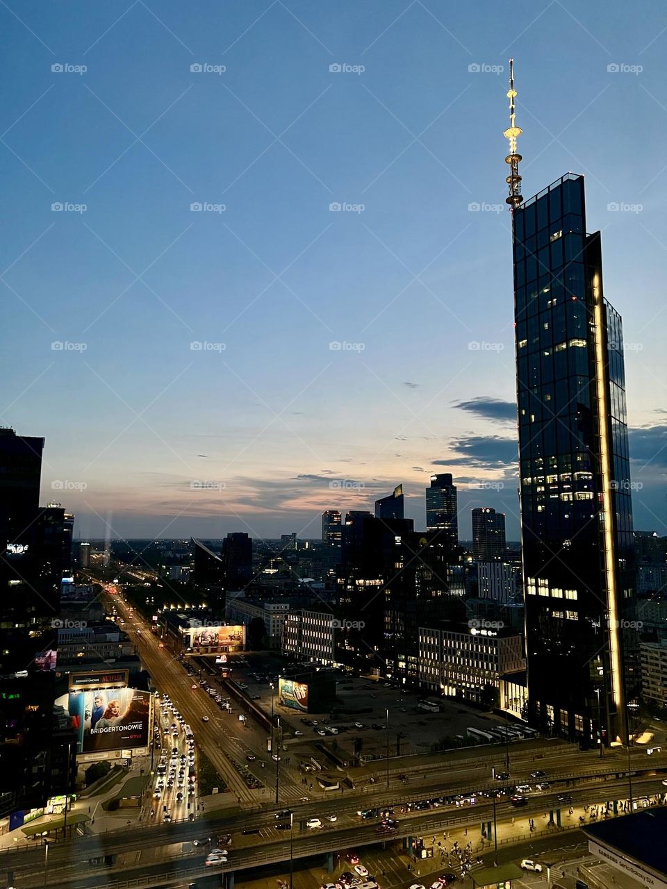 Cozy atmosphere in the center of Warsaw in the evening