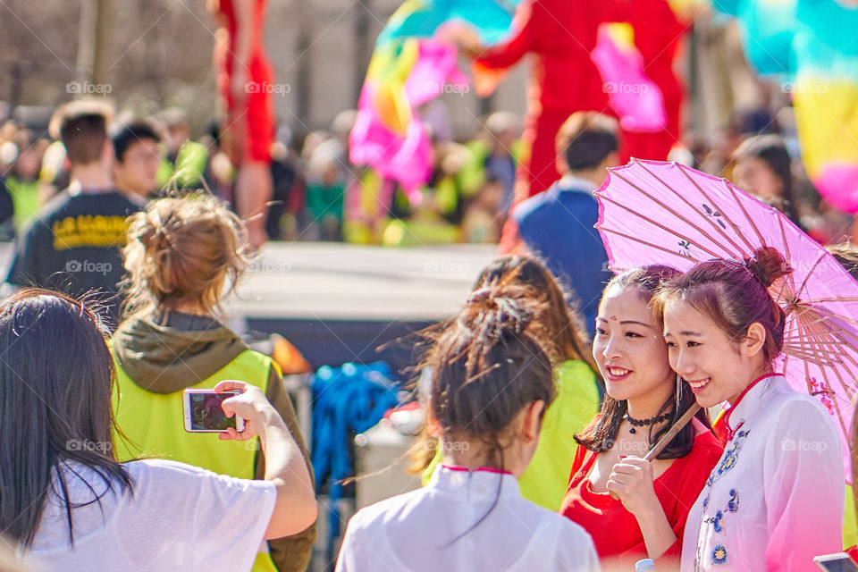 Chinese Teenagers taking a Photo 