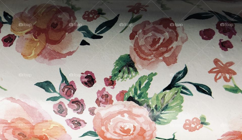 Print of cabbage roses vintage style 