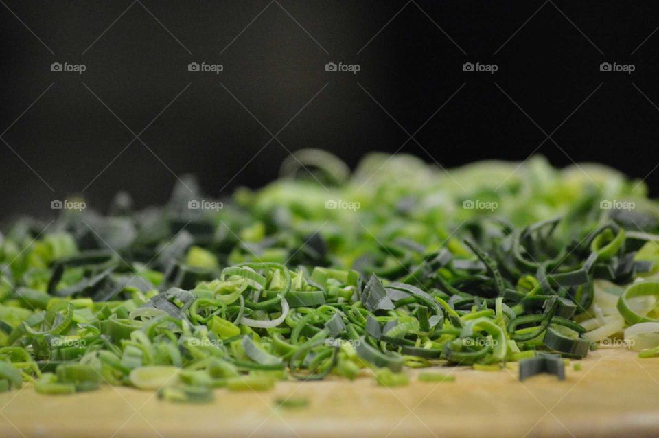 cut leek on a delicious soup