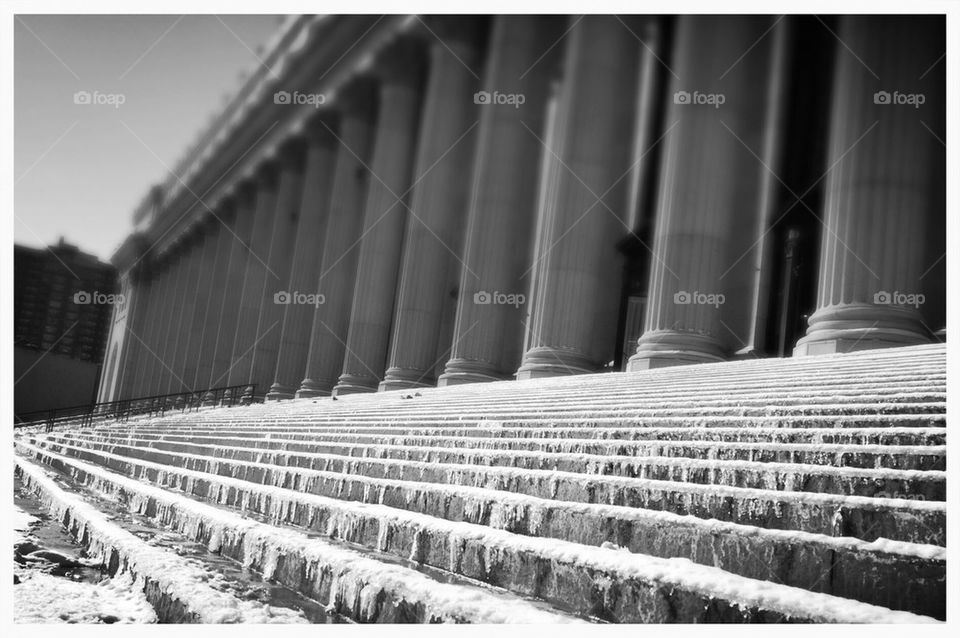 Icy steps outside the 34th Street post office