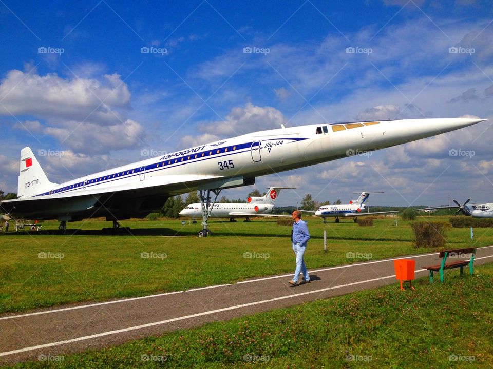 Tu 144 soviet supersonic airplane. Aircraft museum