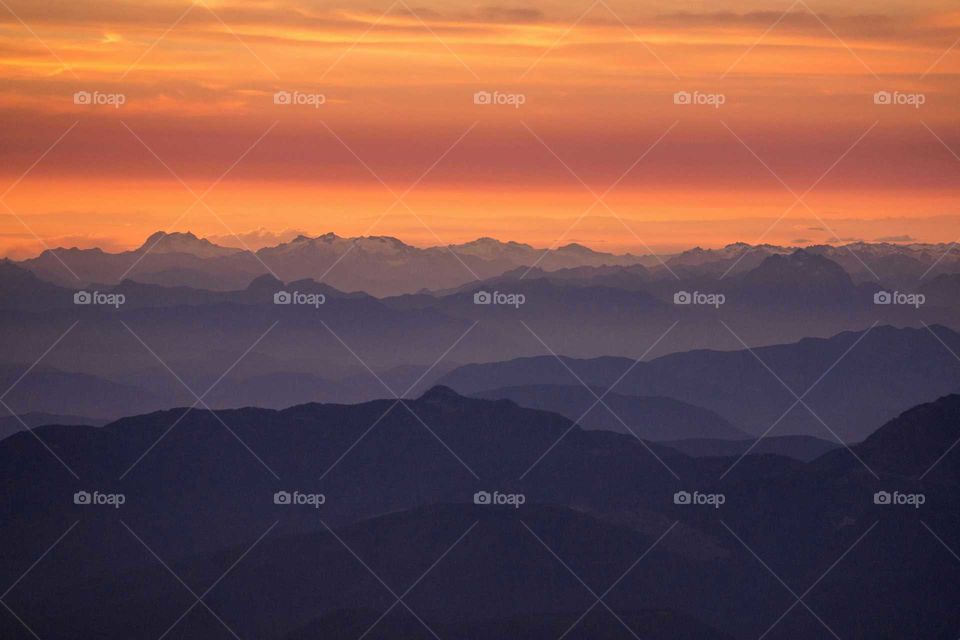 sunset over the cascades