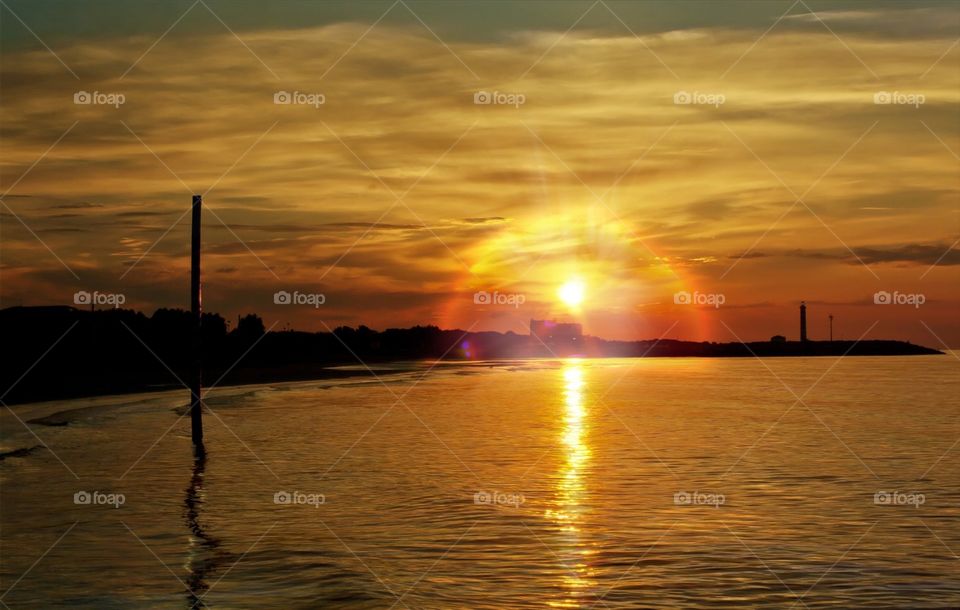 Sunset over the lake. Beautiful sunset over Lake Erie. 