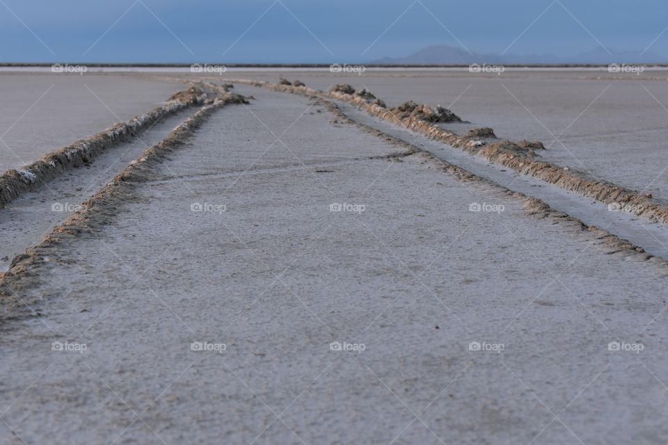 Tire tracks in the salt flats 