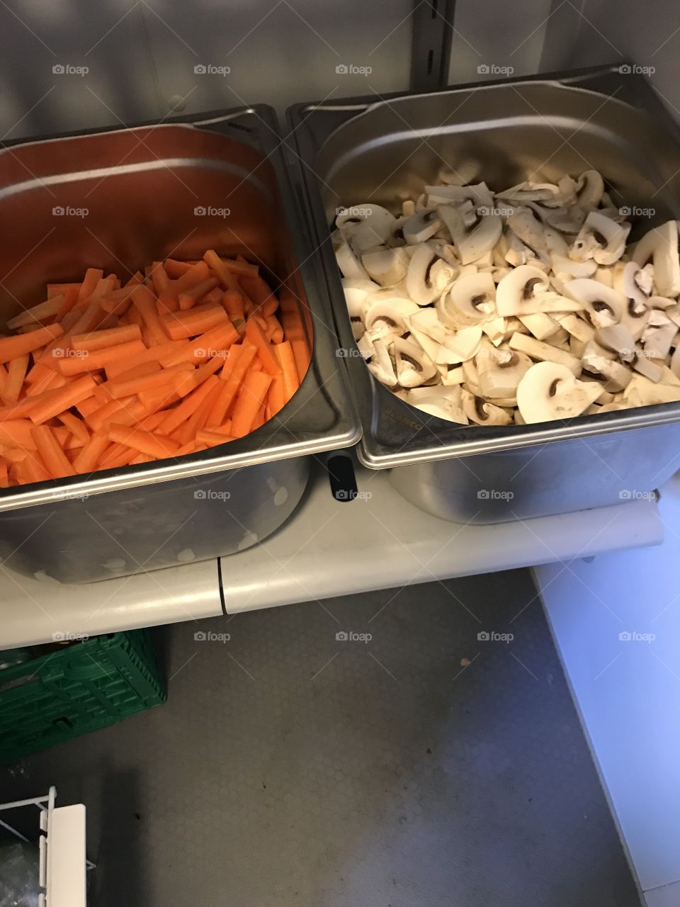 Carrots and mushrooms. This is after preparing food for a little over 50 guests on a restaurant.