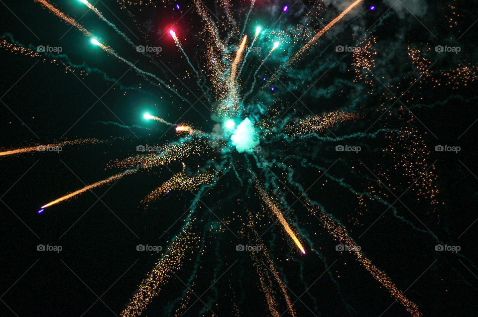 Colorful fireworks in the night sky