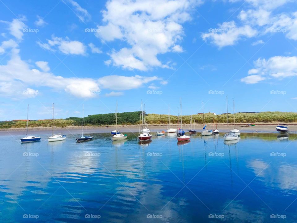 Boats on Beadnell Bay Northumberland