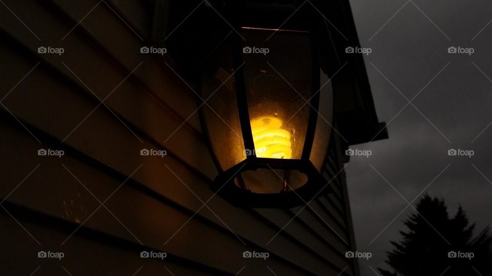 a dimly-lit lamp