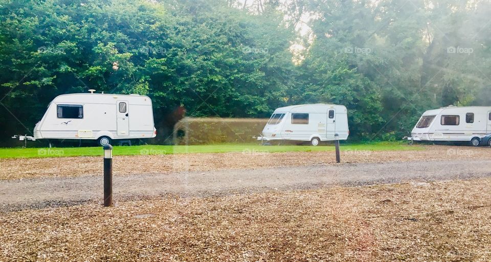 Three Caravans on camping site