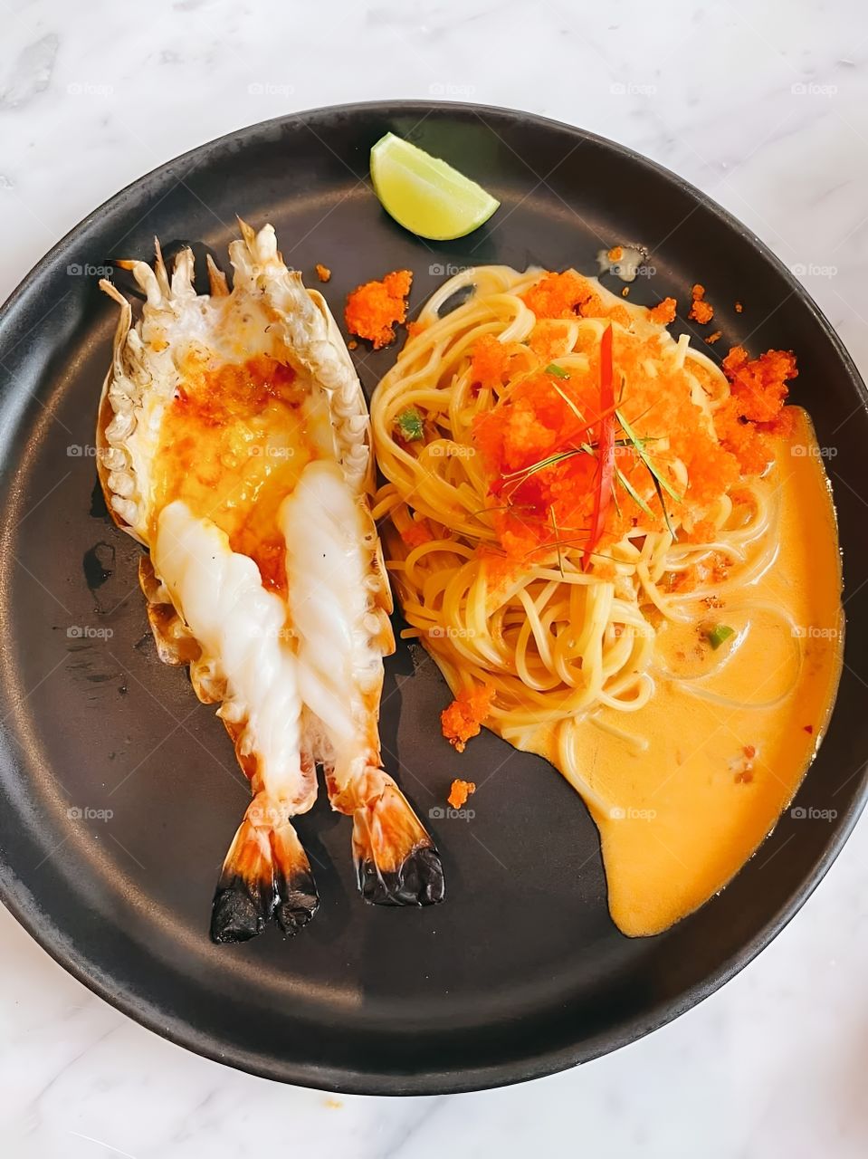 big shrimp spaghetti creamy sauce