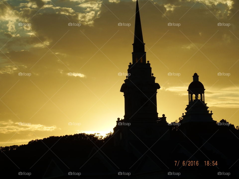 Two sunset steeples
