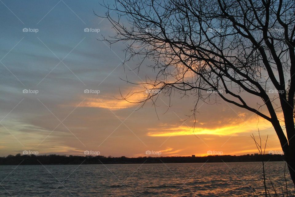 Sunset on a lake. Sunset on White Rock Lake in Dallas