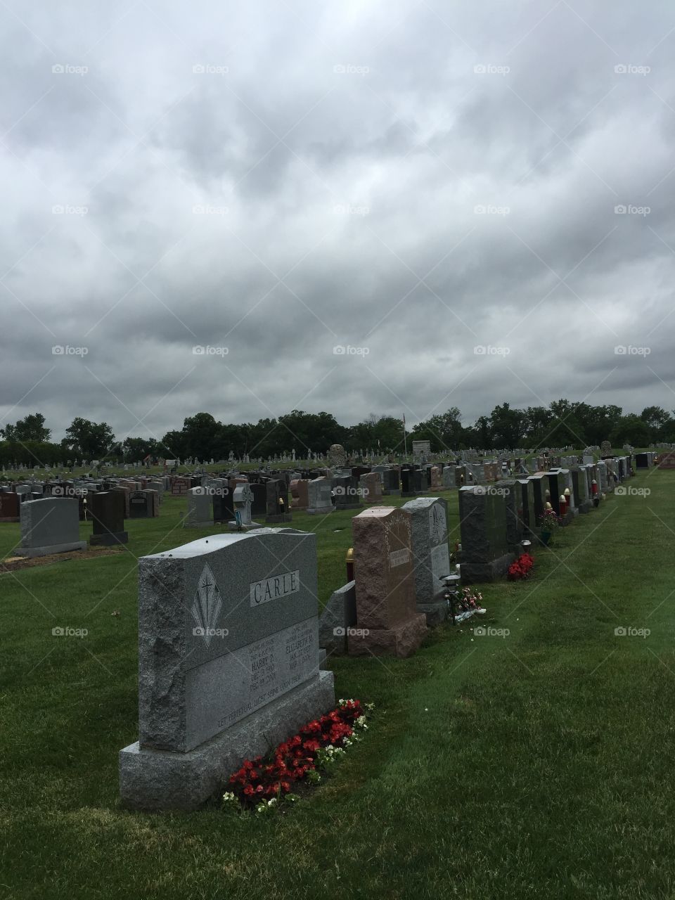 Cemetery on a cloudy day