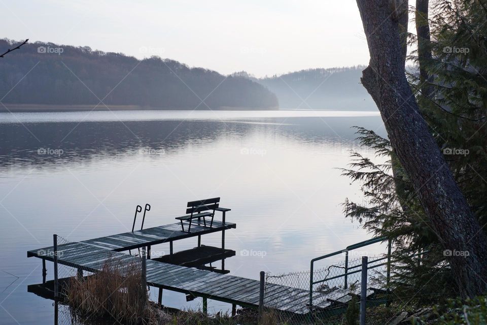 Foggy morning on the lake