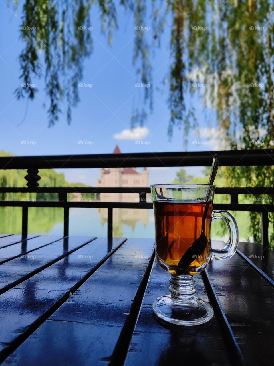 A mug of tea on the table