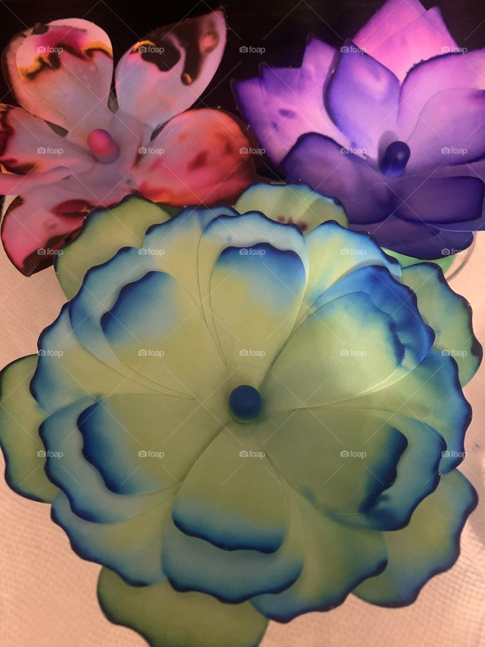 Ink dyed paper flowers craft