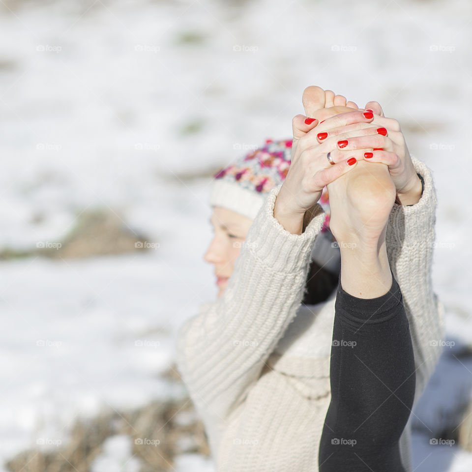 Woman doing hahta yoga