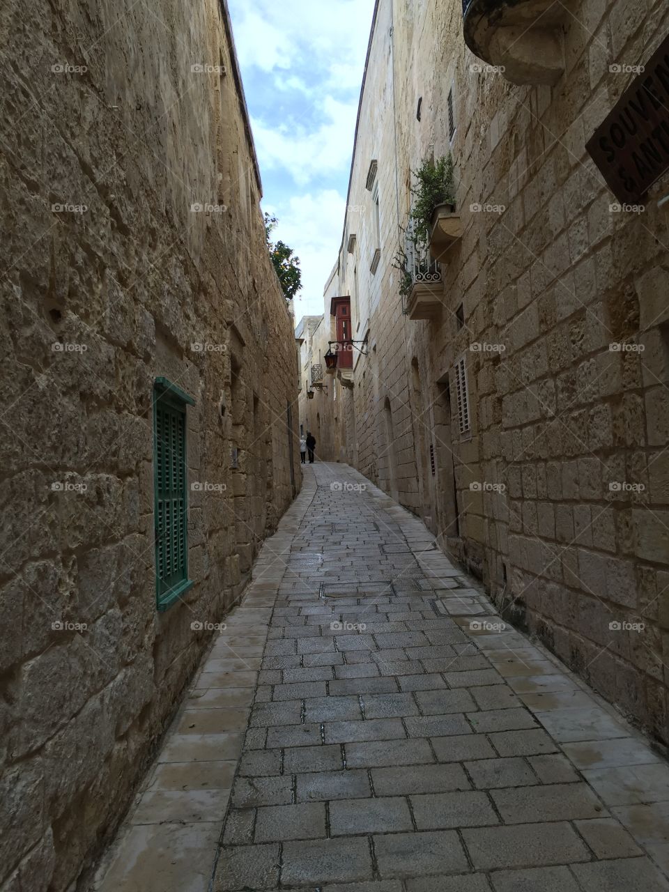 Limestone streets and alley in Malta 
