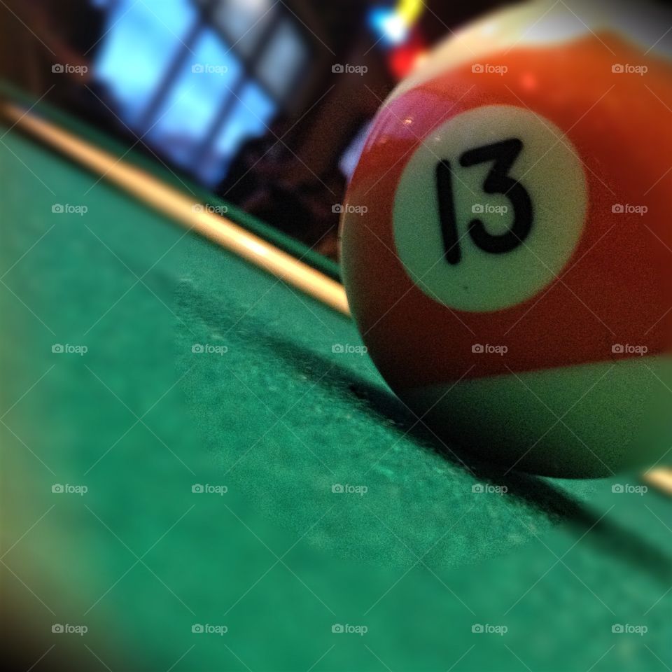 13 ball on pool table 