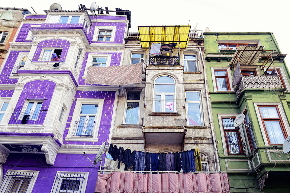 colorful buildings with numerals windows