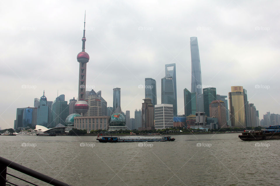 Pudong from the bund. The view of pudong from the bund, Shanghai, China.