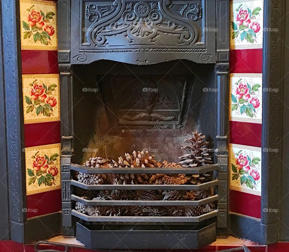 1920s cast iron coal fireplace converted