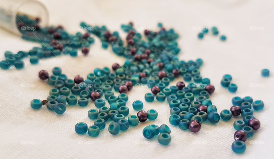 teal and violet beads
