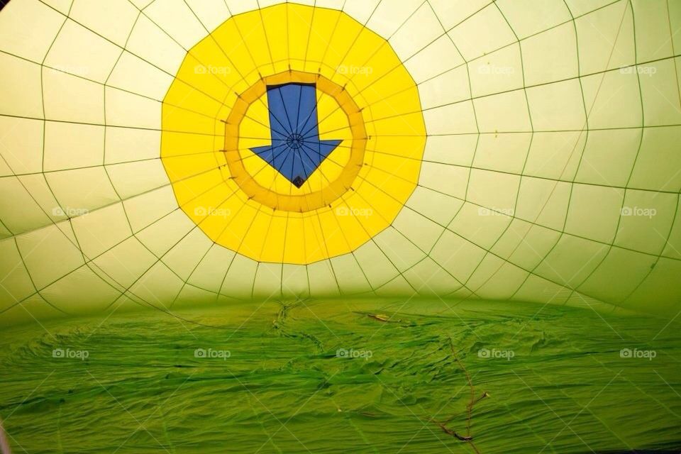 Inflating a hot air balloon - inside view