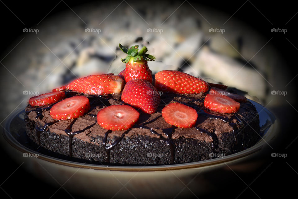 Chocolate cake with strawberry