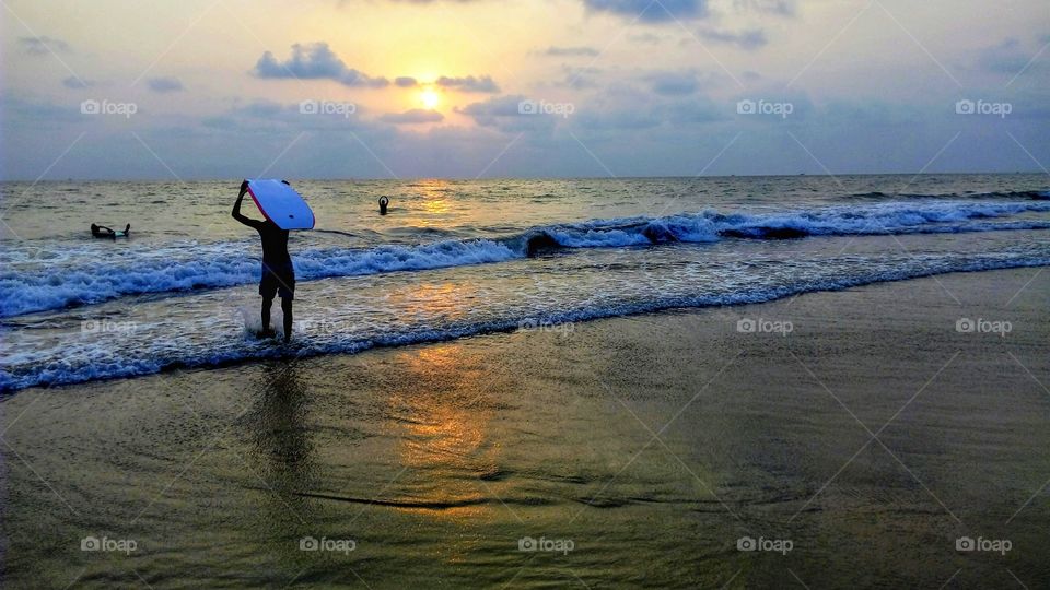 Enjoying the ocean before the sun sets.. Goa, India