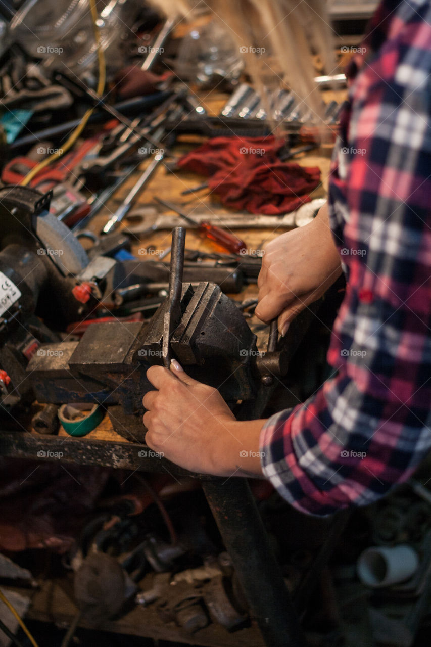 Working in the garage