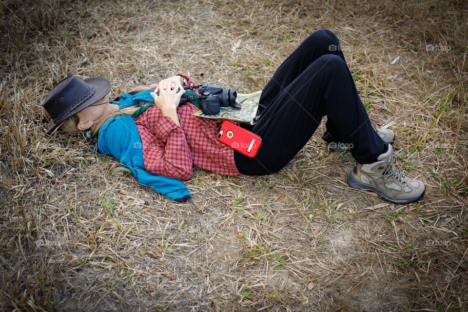 Taking a break after a long hike.