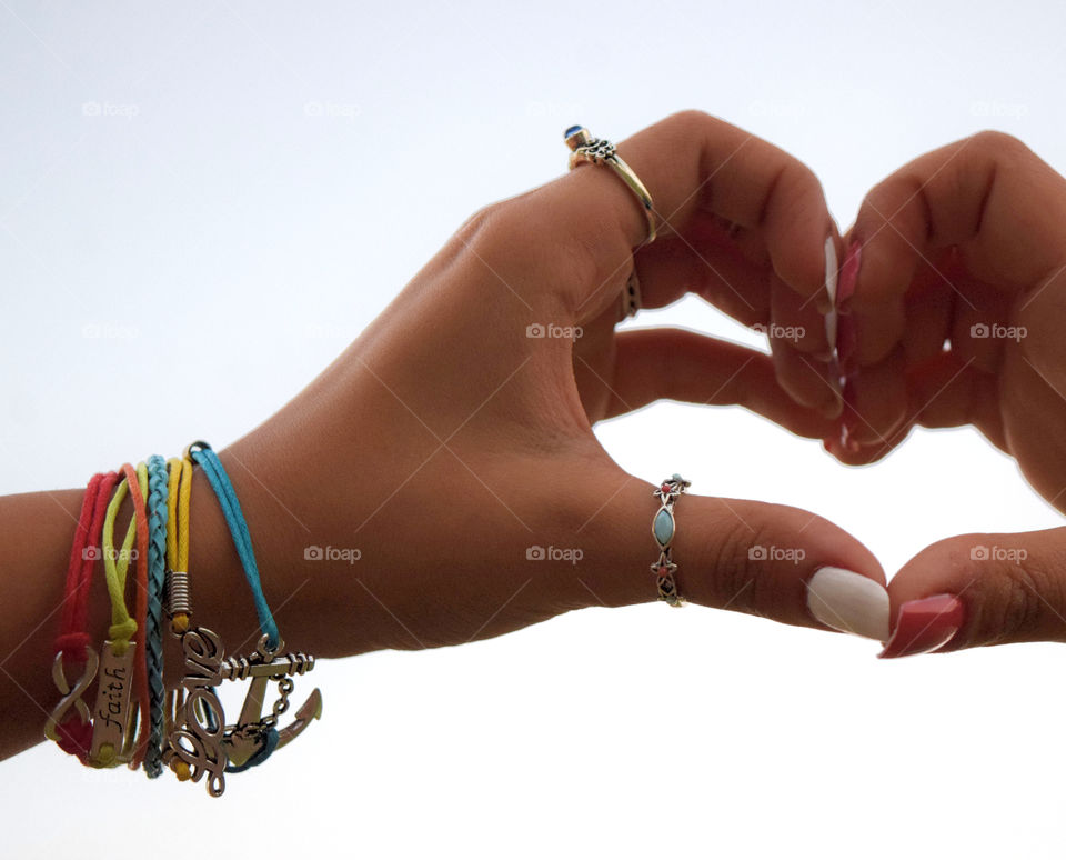 Handmade bracelet Love & faith with heart shape by couple