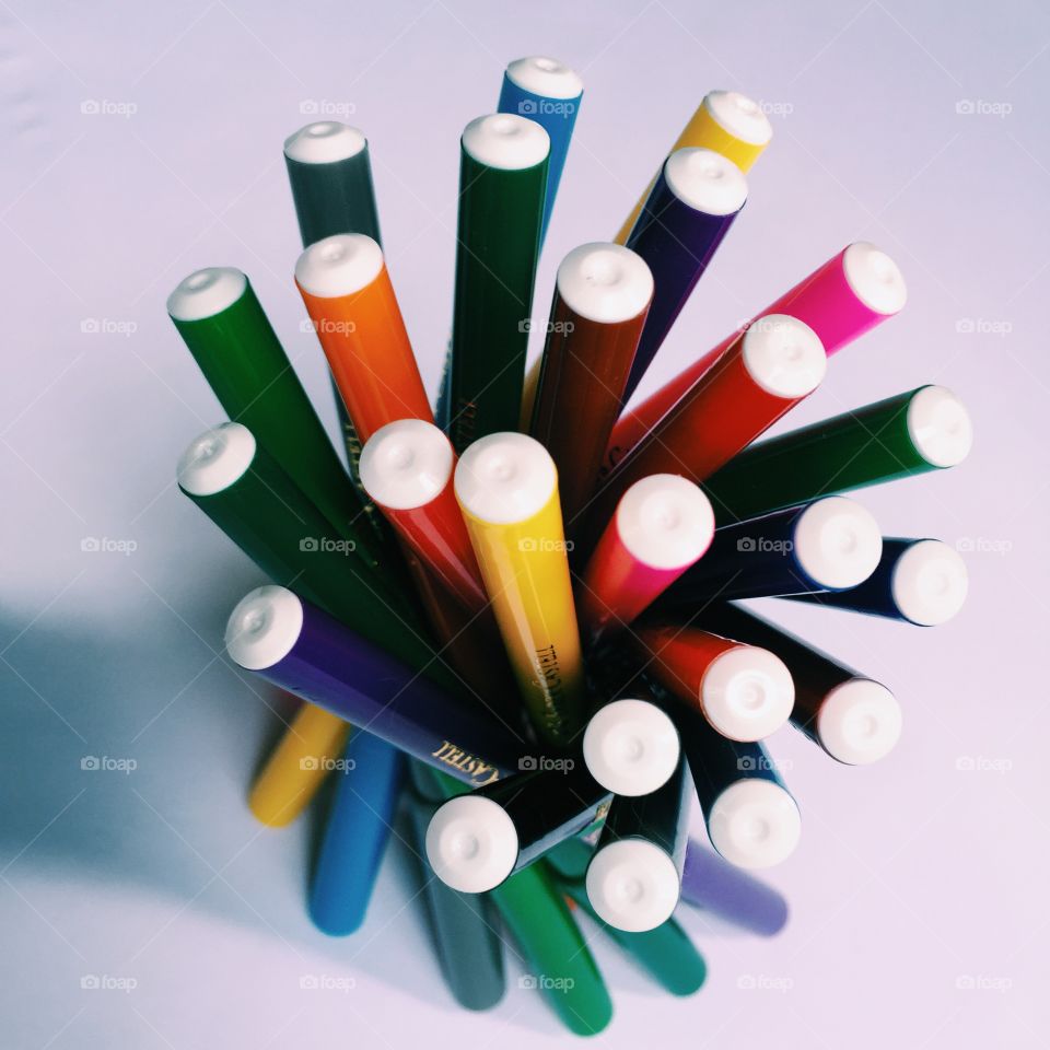 crayons. ready to do some works on my desk