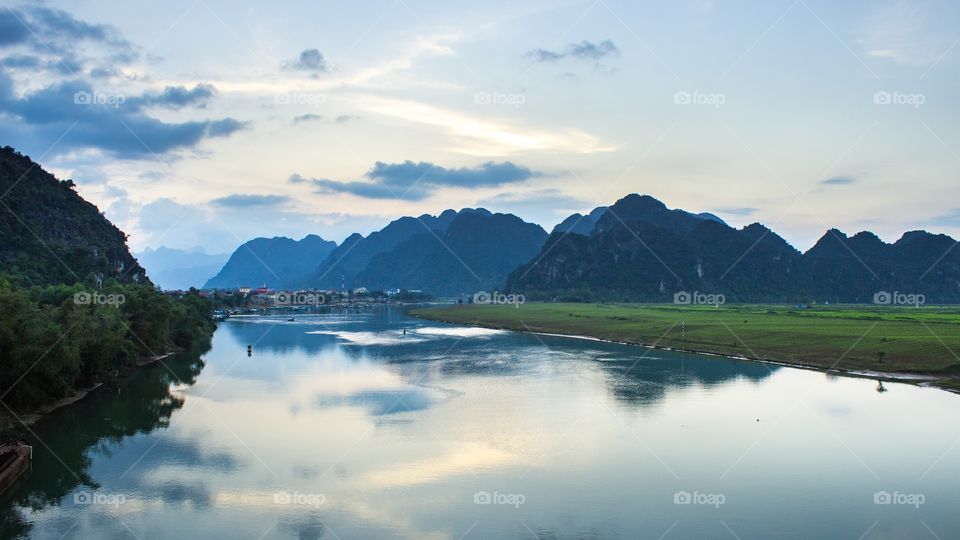 The river between the mountains, Phong nah national park, Vietnam.