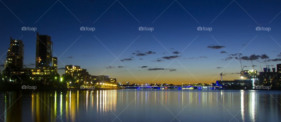 Water, Sunset, City, Architecture, Reflection