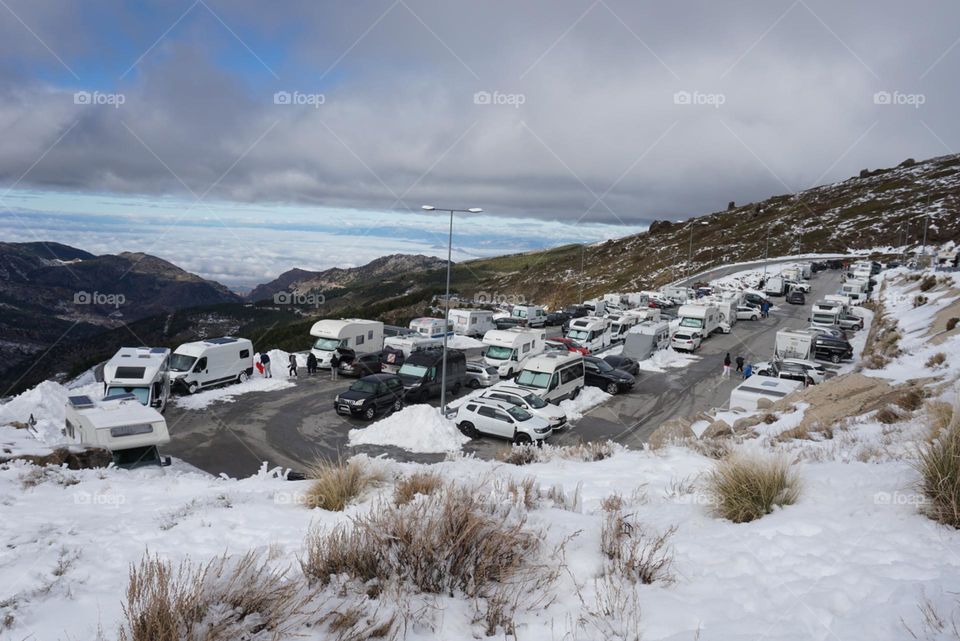 Camping#cars#white#snow