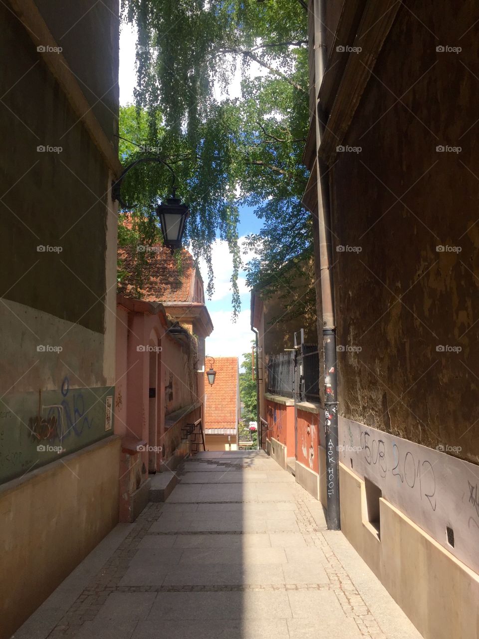 A narrow staircase passage in the oldtown of Warsaw 