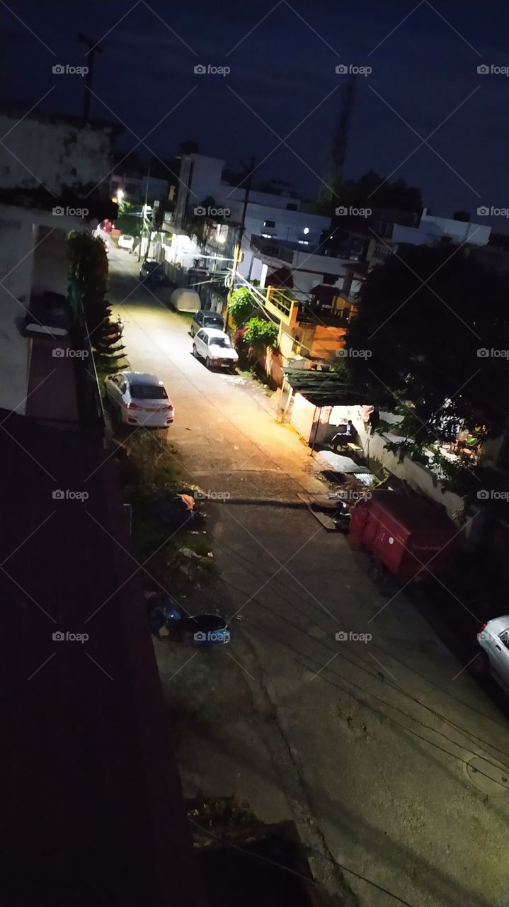 A deserted street in the evening
