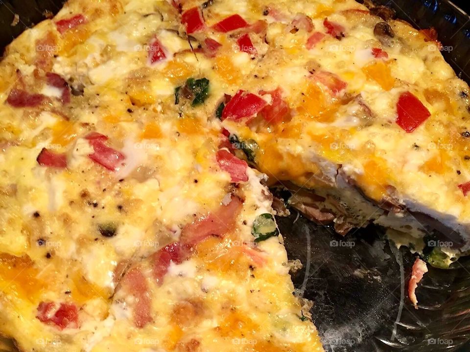 Quiche. Eggs. Tomatoes. Sausage. Cheese. Homemade. Delicious. Nutritious. Kitchen. Cooking. Family Meal. 