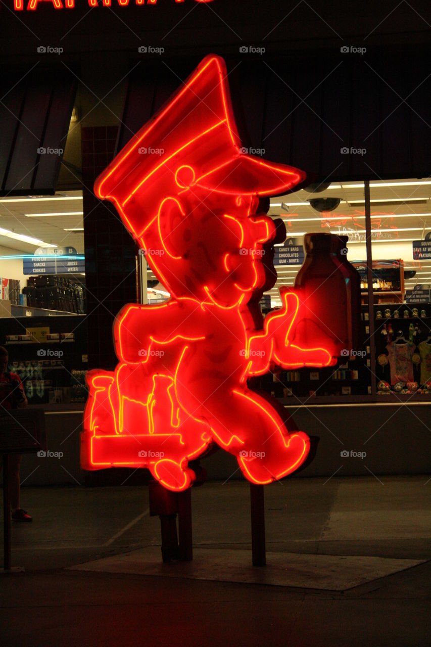 neon milk man sign. down town Vegas