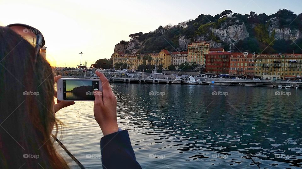 A view of houses around marina in Nice, France