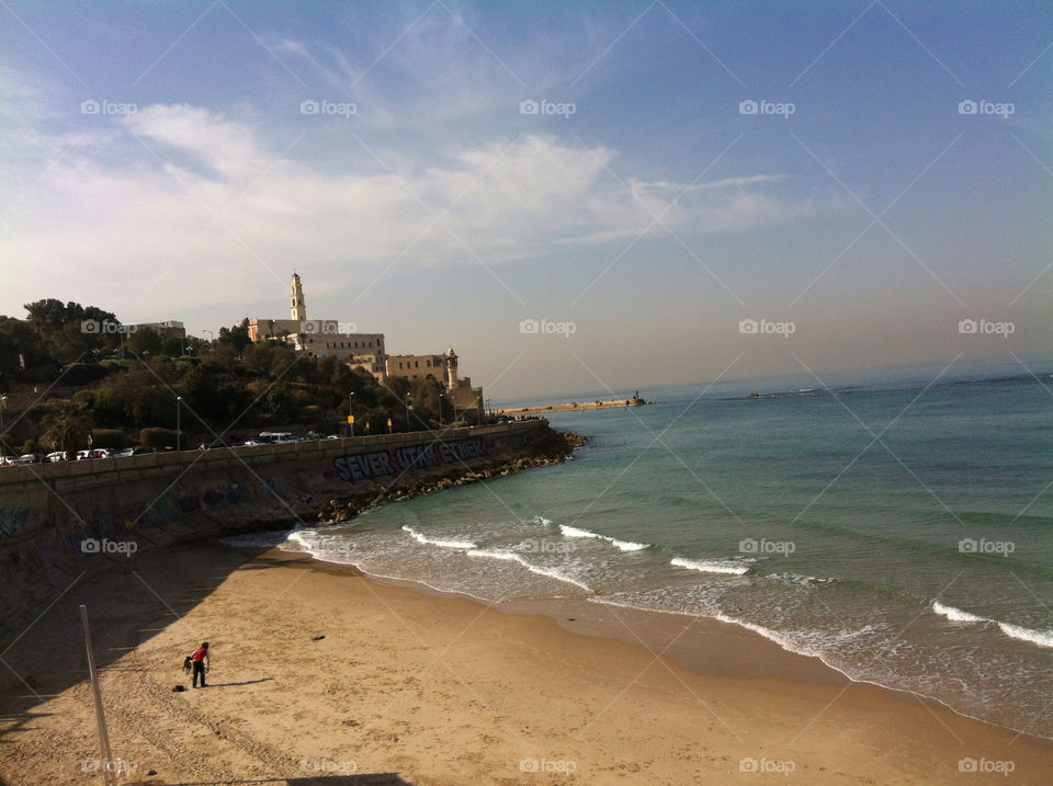 beach sky blue sand by nectarb